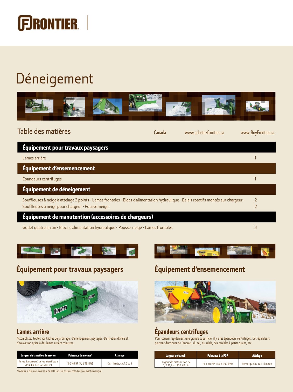 Instruments de déneigement pour tracteurs compacts