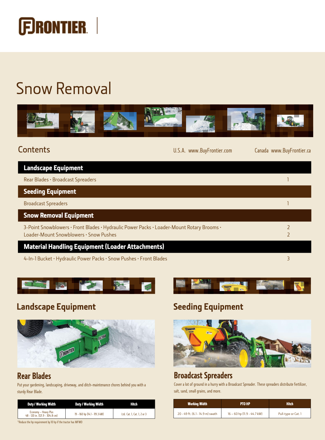 Implements and attachments for compact tractors brochure